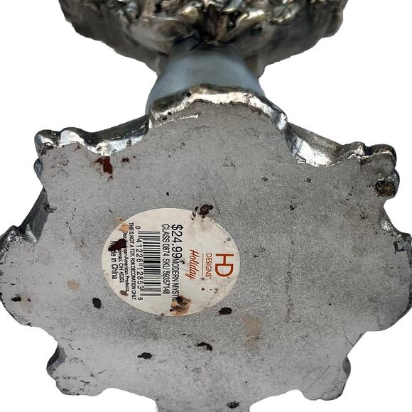 Gothic Skull Roses Floral Standing Mirror Silver Tone Vanity Table Top Decor - Picture 10 of 10